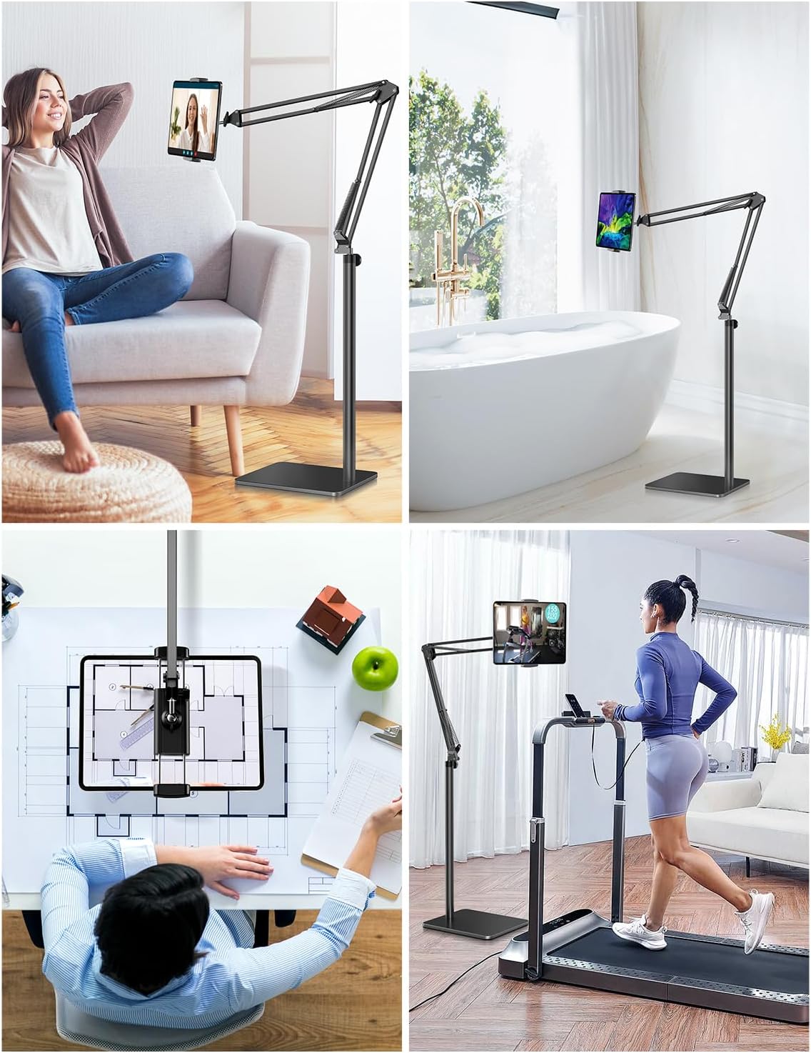 71jTa2XRImL. AC SL1500 Tablet Floor Stand with 4.2LB Base,Overhead Bed Phone Stand Angle Height Adjustable Tablet Holder Bed,Phone Stand for iPad/iPhoneX/iPad Pro Air Mini, Samsung Tab,E-Readers… Edu Expertise Hub Tablets & E-Readers