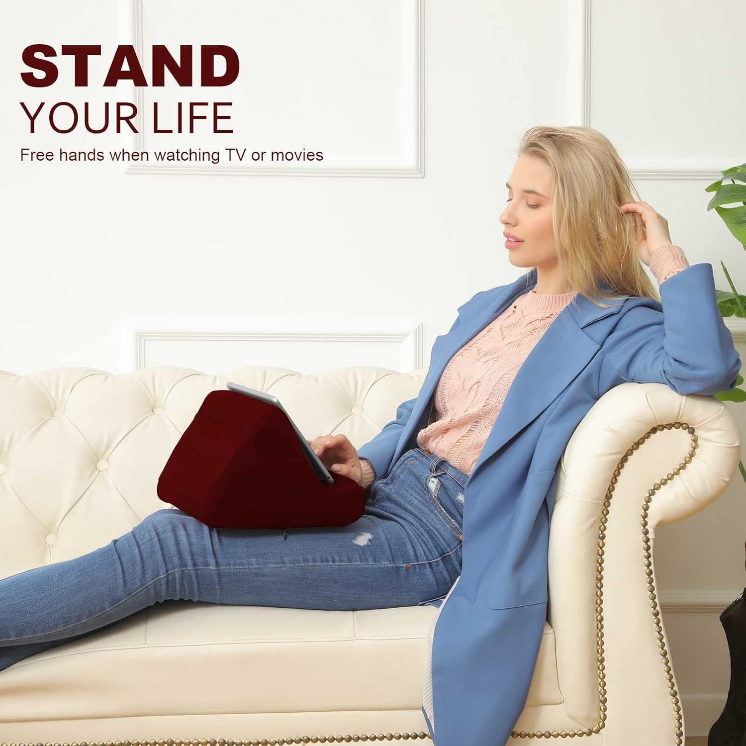71pFfa900UL. AC SL1500 Macl Tablet Pillow Stand, Multi-Angle Adjustable Viewing, Soft Padded Tablet Holder for Lap, Bed, Desk, Compatible with All Tablets, E-Readers, and Smartphones Edu Expertise Hub Tablets & E-Readers