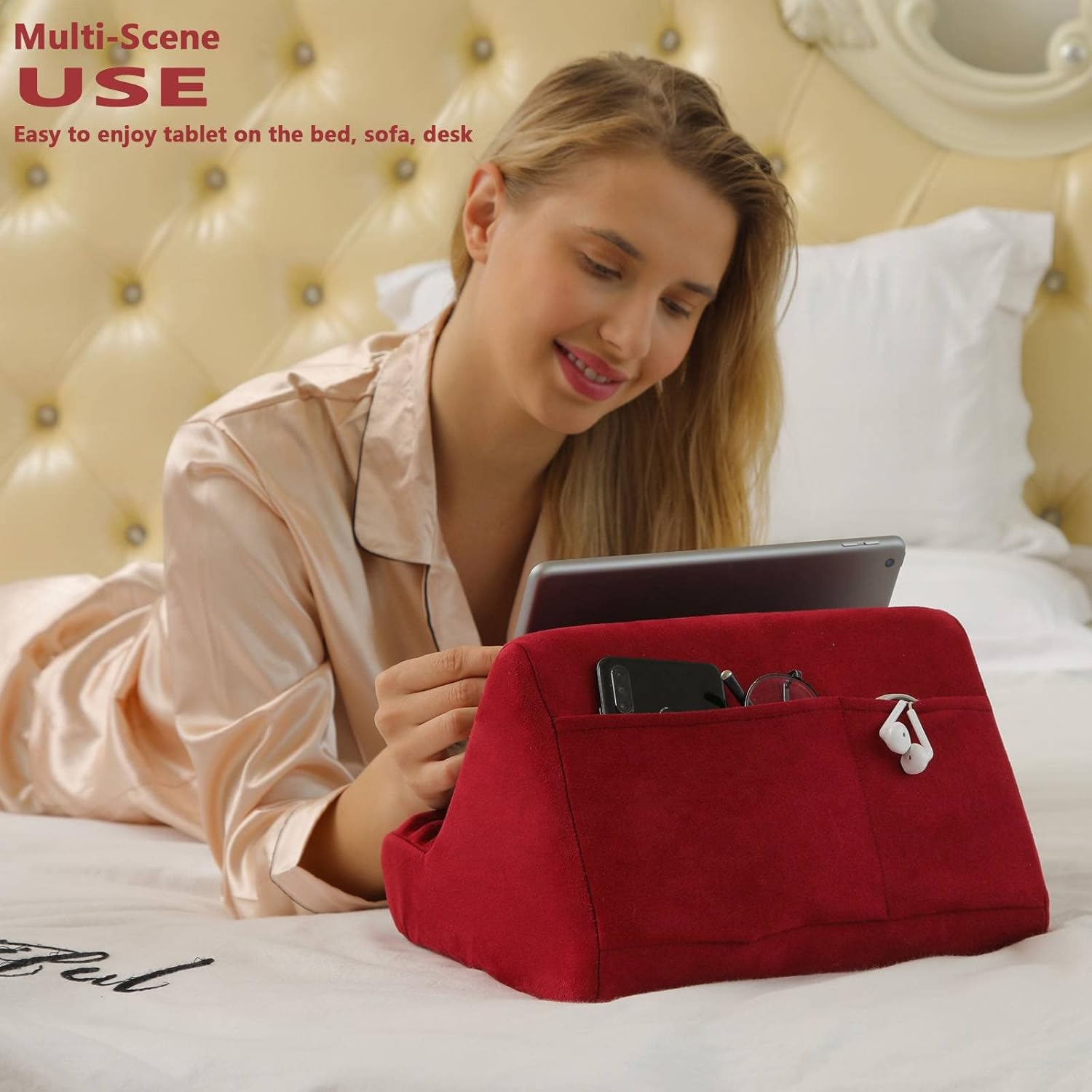 71wuwB wPSL. AC SL1500 Macl Tablet Pillow Stand, Multi-Angle Adjustable Viewing, Soft Padded Tablet Holder for Lap, Bed, Desk, Compatible with All Tablets, E-Readers, and Smartphones Edu Expertise Hub Tablets & E-Readers