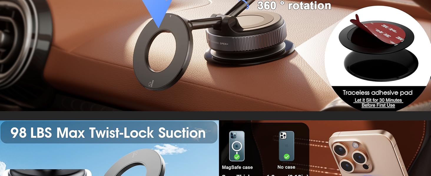 77efcf3e 6a61 4fde 868e c9750e6c5767. CR0,0,2500,1025 PT0 SX1464 V1 2026 Upgraded Vacuum Magnetic Car Phone Holder 360° Reinforced 96LBS Ultra Suction Cup Phone Mount for MagSafe Cell Phone Holders for Your Car/Gym/Mirror Mount for iPhone & Android Edu Expertise Hub Mobile phones