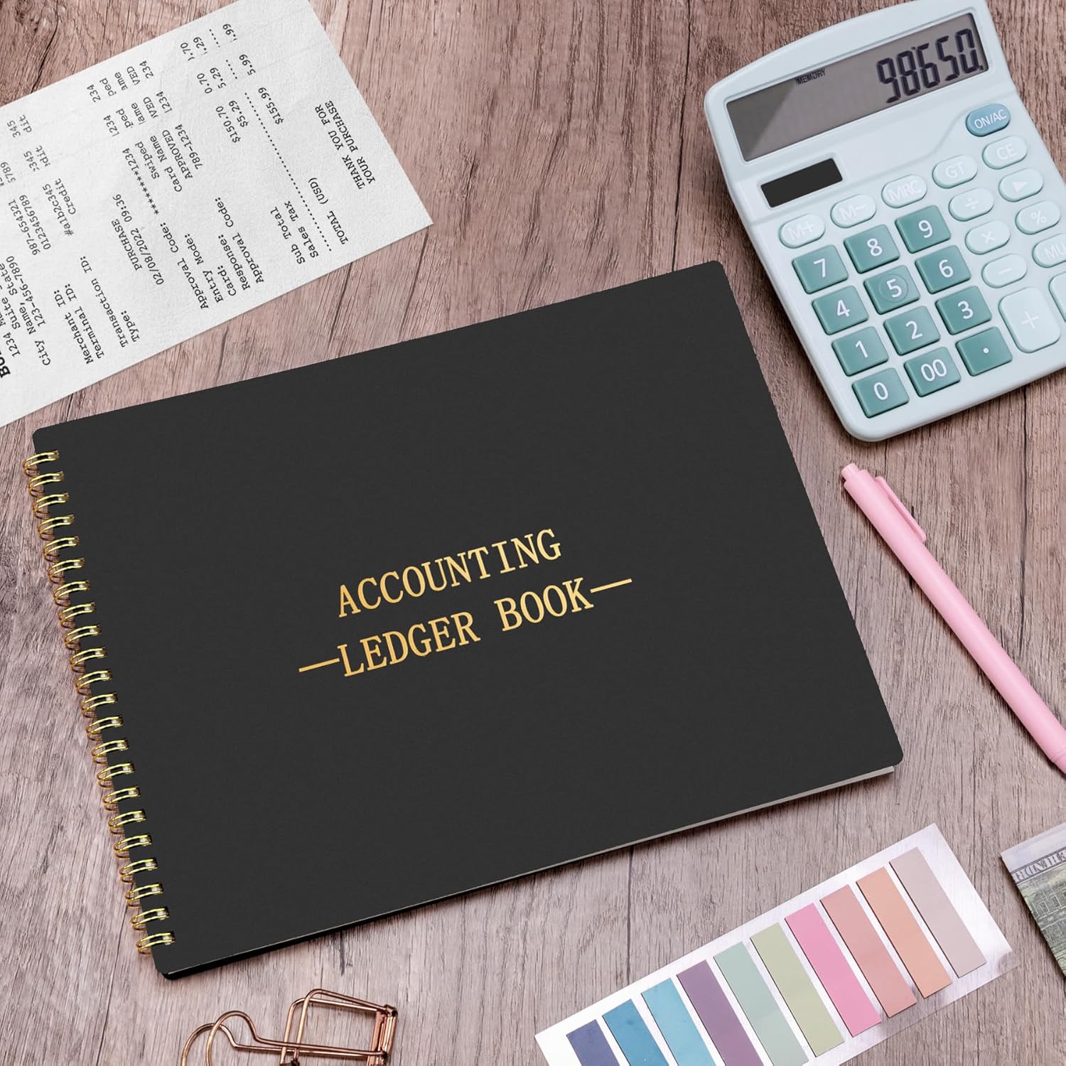 811f0z64dCL. AC SL1500 HAUTOCO Accounting Ledger Book for Small Business Bookkeeping Home Budget Tracking with 2 Storage Pouch, Accounting Log Journal Personal Money Ledger Expense Tracking Notebook 10.1 x 7.8'', Black Edu Expertise Hub Accounting