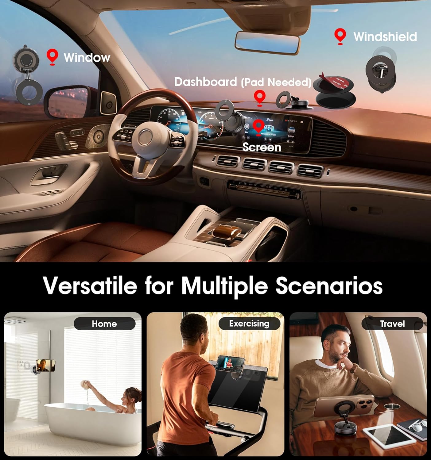 81jFSQVBeeL. AC SL1500 2026 Upgraded Vacuum Magnetic Car Phone Holder 360° Reinforced 96LBS Ultra Suction Cup Phone Mount for MagSafe Cell Phone Holders for Your Car/Gym/Mirror Mount for iPhone & Android Edu Expertise Hub Mobile phones