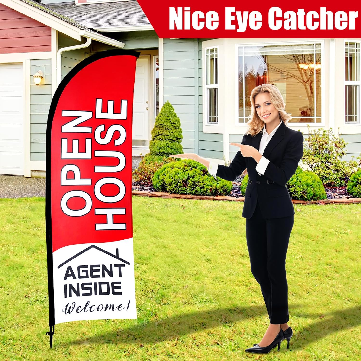 81r9qTrRKML. AC SL1500 Buryeah 4 Pack Open House Flags Signs for Real Estate Agents 7x5.4 Ft Feather Flag Sign with Flagpole Ground Stake Portable Bag Real Estate Flags Opening Signs Banner Set for Business (Red) Edu Expertise Hub Real Estate