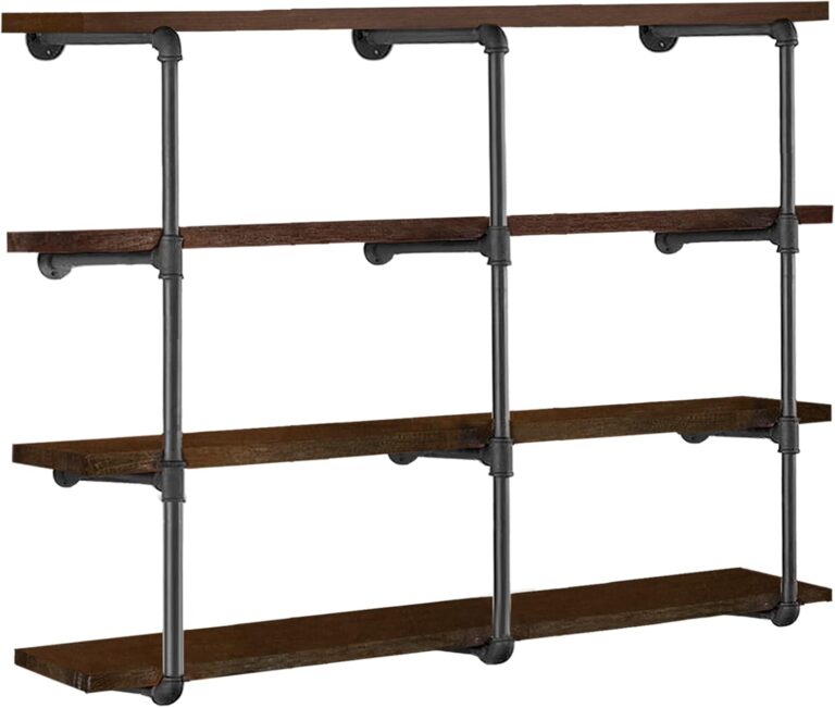 1756900212 61LHQqfWapL. AC SL1500 HITOMEN Industrial Iron Pipe Shelves, 3 Set 4-Tier 41.5" Tall 12" Depth, DIY Open Bookshelf Bookcase, Wall Mounted Vintage Retro Shelving, Rustic Farmhouse Pantry Kitchen Storage, Black Shelf Brackets Edu Expertise Hub Industries