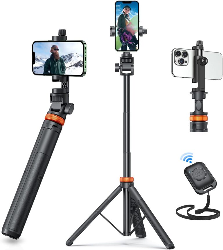 1757837519 61LnPbT7KML. AC SL1500 EUCOS 62" Phone Tripod, Tripod for iPhone & Selfie Stick Tripod with Remote, Extendable Phone Tripod Stand & Travel Tripod, Solidest Cell Phone Tripod Compatible with iPhone/Android Edu Expertise Hub Mobile phones