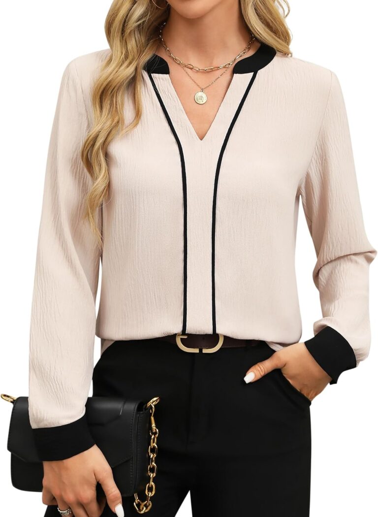 1757982302 81M1OaIuO4L. AC SL1500 Fayenne Womens Tops Dressy Casual V Neck Color Block Business Casual Blouses Long Sleeve Work Shirts Fall Trendy Clothes Edu Expertise Hub Women & Business