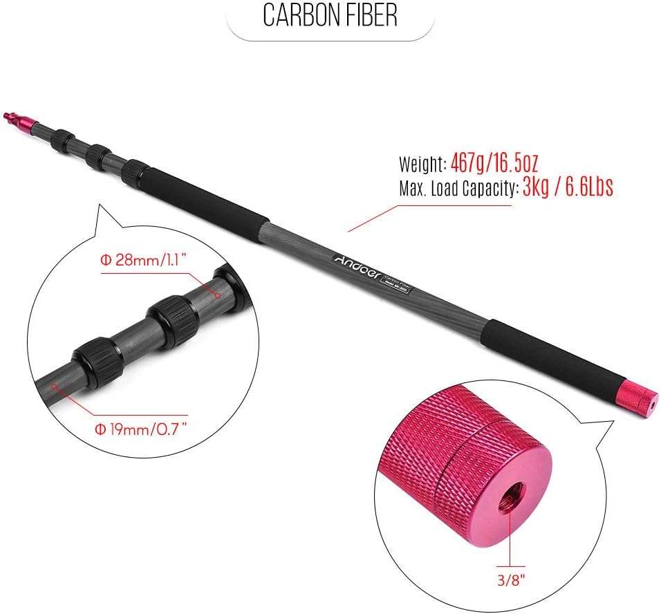 61ITPBWJnEL. AC SL1000 Andoer MK-3000 9.8ft Lightweight Carbon Fiber Mic Microphone Boom Holder Arm Pole Extension Mount Stand for Canon Nikon Sony DSLR Camera Camcorder Photography Sound Recording Interview Filming Edu Expertise Hub Digital Audio Video & Photography