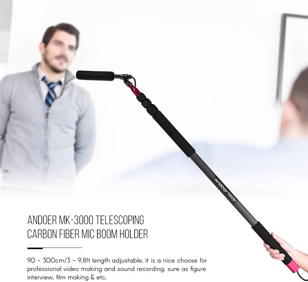 61PAsY9eGTL. AC SL1000 Andoer MK-3000 9.8ft Lightweight Carbon Fiber Mic Microphone Boom Holder Arm Pole Extension Mount Stand for Canon Nikon Sony DSLR Camera Camcorder Photography Sound Recording Interview Filming Edu Expertise Hub Digital Audio Video & Photography