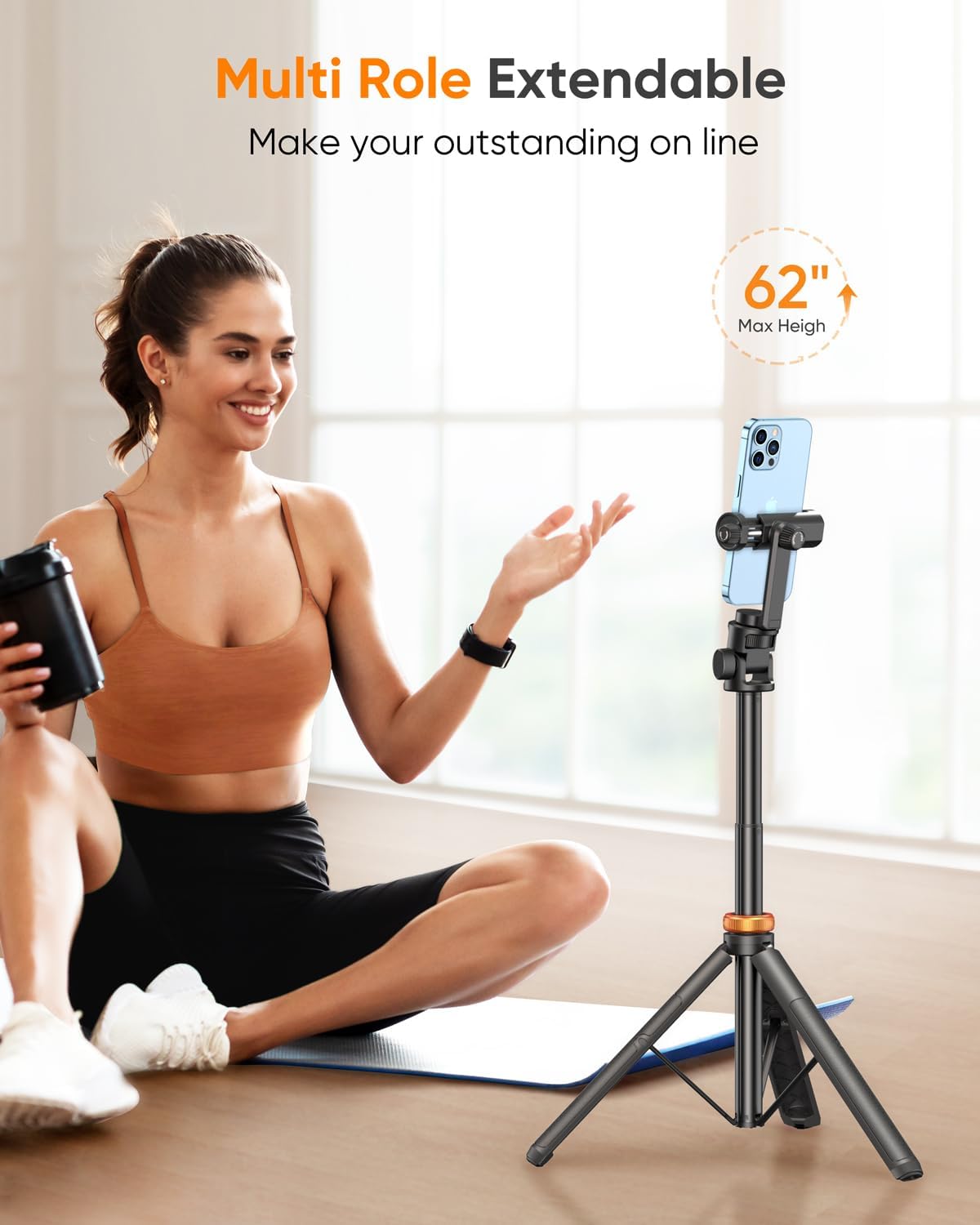 61sLJCbmBGL. AC SL1500 EUCOS 62" Phone Tripod, Tripod for iPhone & Selfie Stick Tripod with Remote, Extendable Phone Tripod Stand & Travel Tripod, Solidest Cell Phone Tripod Compatible with iPhone/Android Edu Expertise Hub Mobile phones