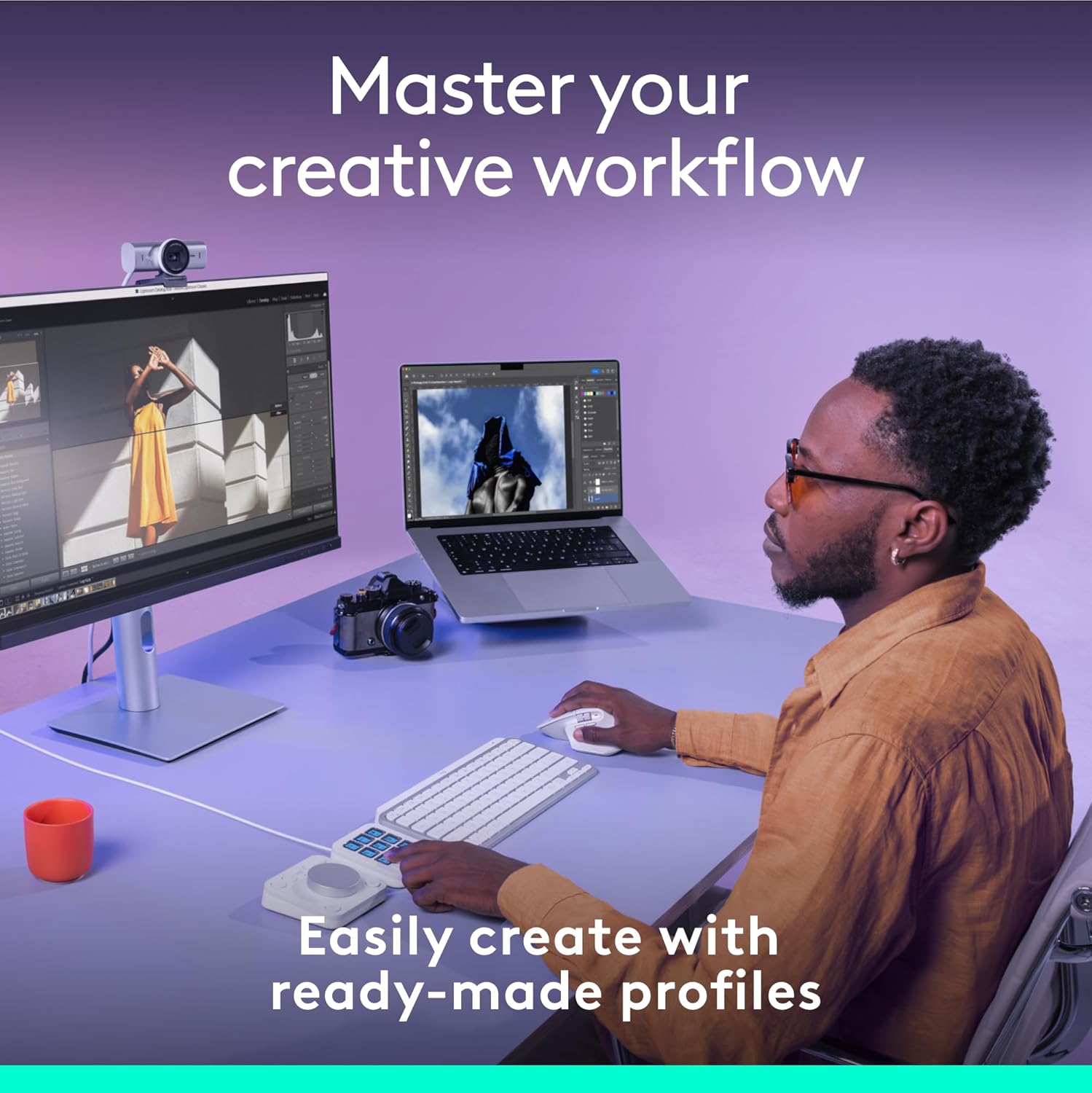 71DVi OPrNL. AC SL1500 Logitech MX Creative Console, 9 Customizable LCD Keys, Stream Deck Accessories, Control Dial for Graphic Design, Adobe, Zoom, Spotify - Pale Grey, 3-Month Adobe Creative Cloud Membership Edu Expertise Hub Graphics & Design