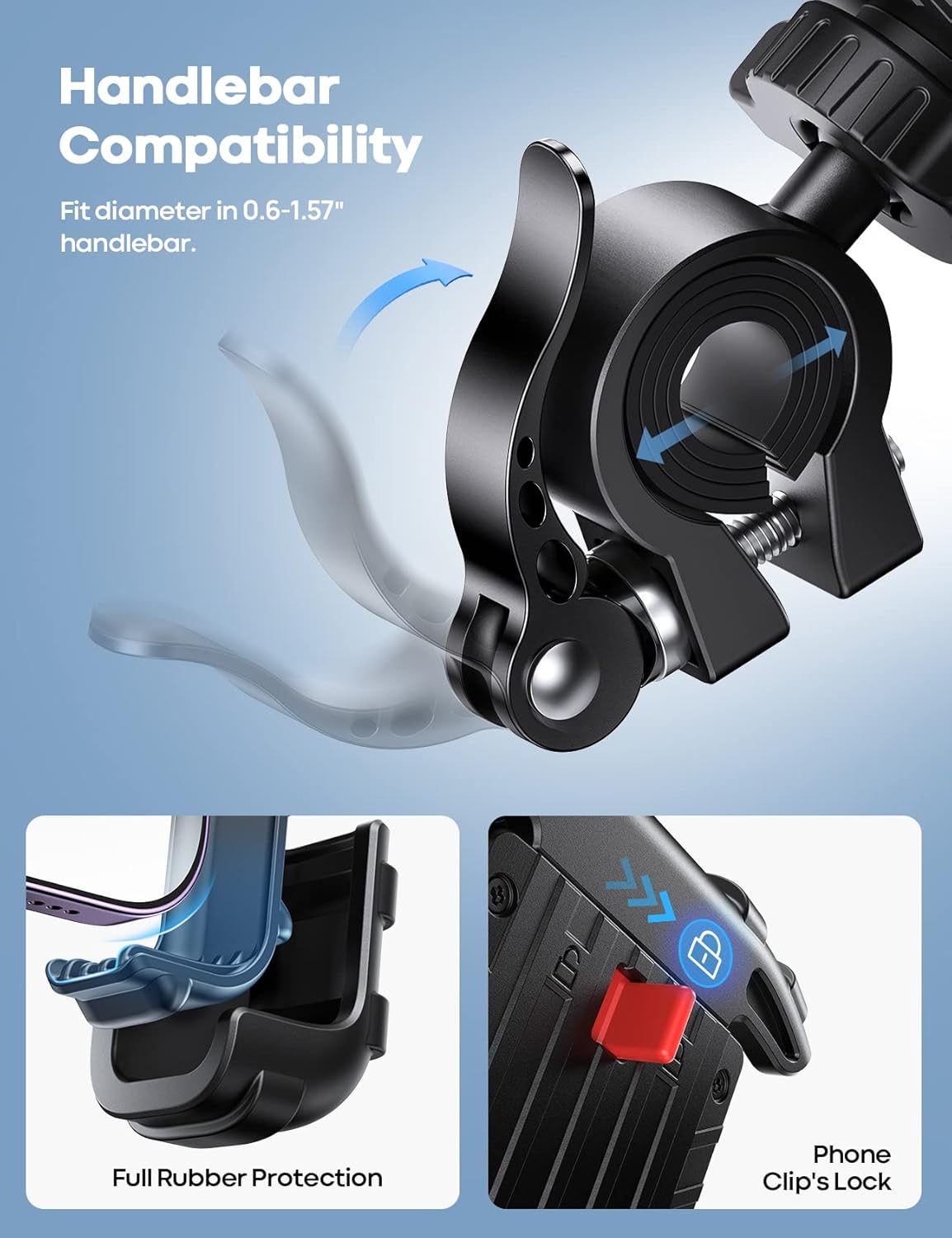 71gyoz+0OeL. AC SL1500 Lamicall Bike Phone Holder, Motorcycle Mount - Motorcycle Phone Holder, Handlebar Cell Phone Clamp, Scooter Phone Clip for iPhone 16 Pro Max/Plus, 15 Pro Max, S10, S20, More 4.7" to 6.8" Smartphones Edu Expertise Hub Mobile phones