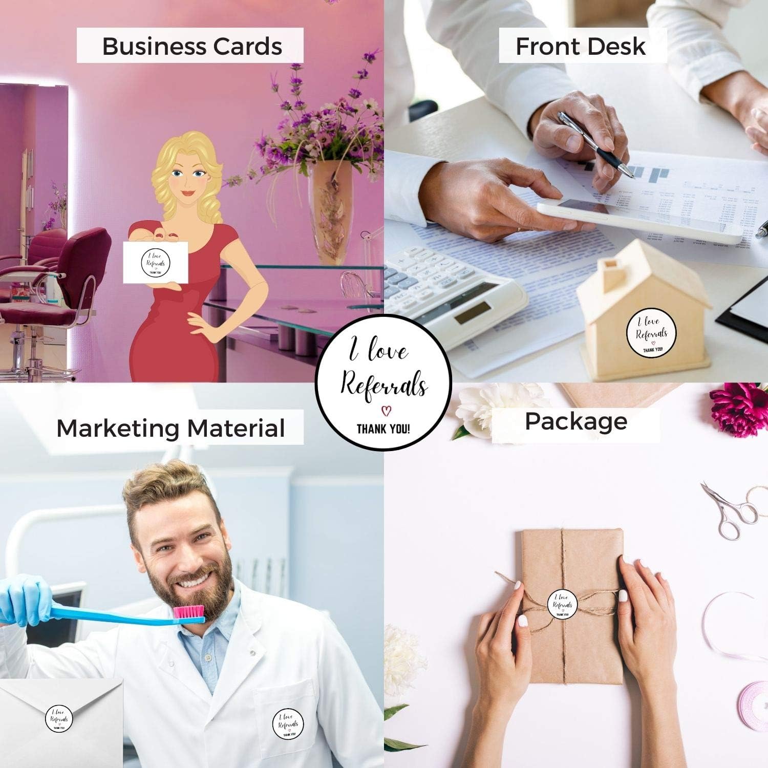 71n1l4RctXL. AC SL1500 Mobiusea Creation I Love Referrals Stickers Roll | Thank You | 1.5 inch | Waterproof | 500 Labels for Real Estate Agent Supplies, Realtor Supplies, Salon, Small Business Mailer Seal Stickers Edu Expertise Hub Real Estate