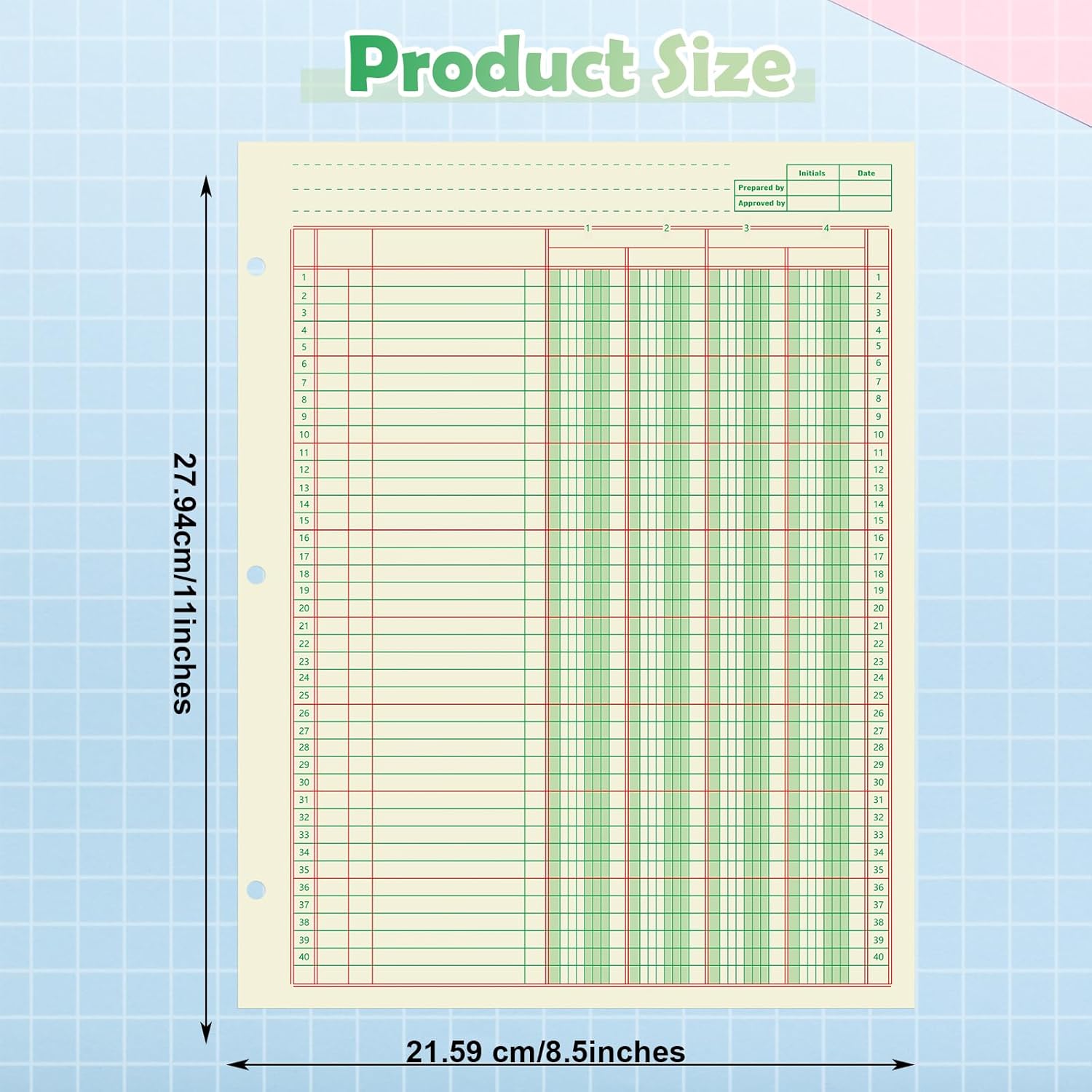 71oGjCVC+tL. AC SL1500 Fulmoon 5 Pack 250 Sheets Ledger Paper Accounting Columnar Pads 3 Hole Analysis Accounting Ledger Book for Business, 50 Sheets/Pack, Single Page Format, Green(8.5 x 11 Inch,4 Columnar) Edu Expertise Hub Accounting