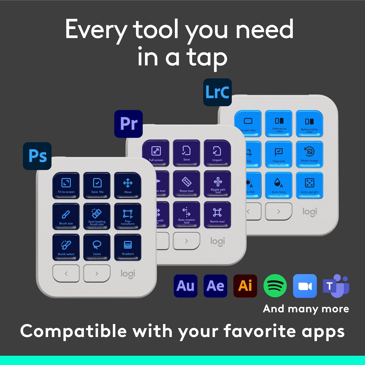 71v6tQOCZ L. AC SL1500 Logitech MX Creative Console, 9 Customizable LCD Keys, Stream Deck Accessories, Control Dial for Graphic Design, Adobe, Zoom, Spotify - Pale Grey, 3-Month Adobe Creative Cloud Membership Edu Expertise Hub Graphics & Design