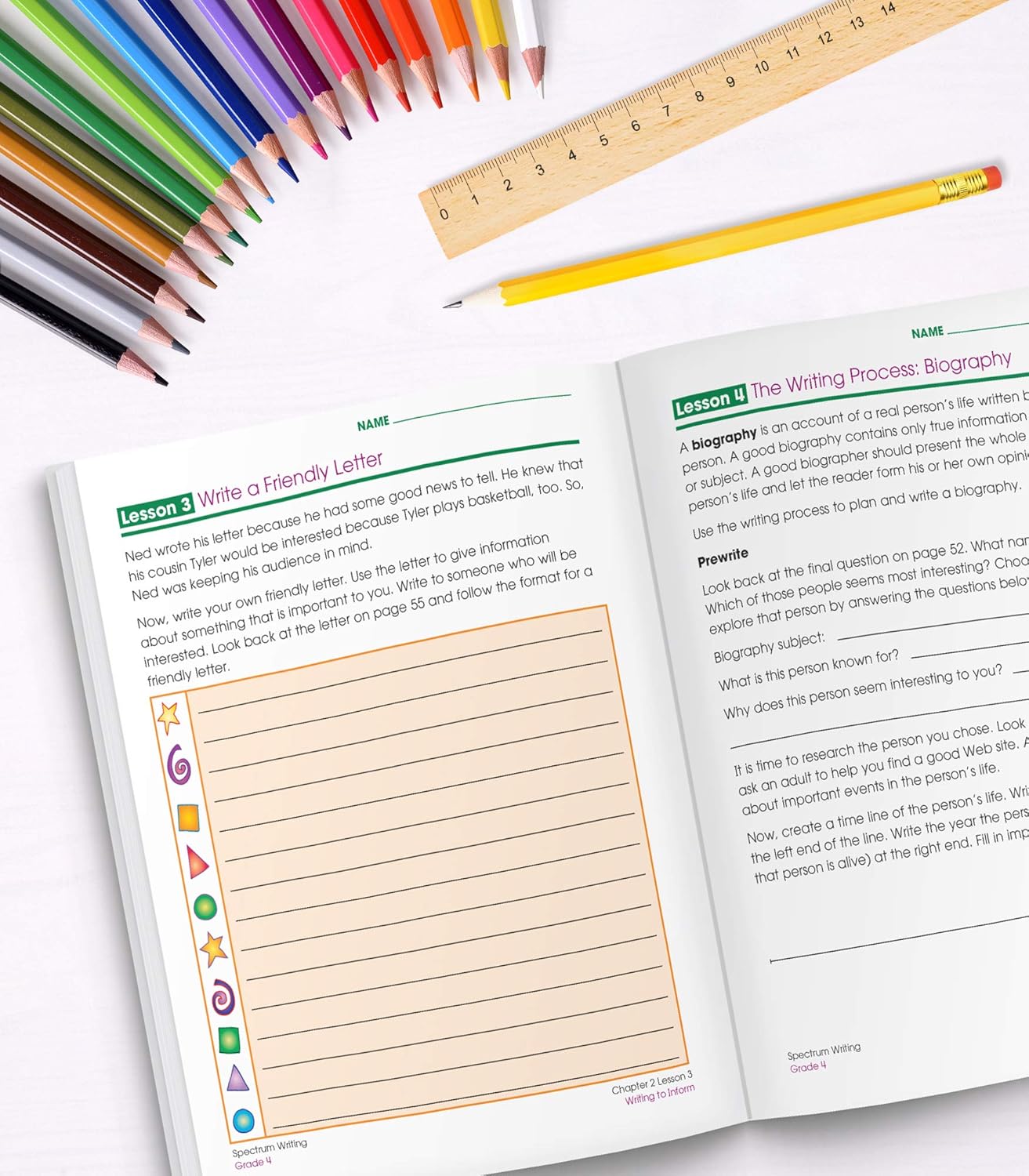 814oczu PL. SL1500 Spectrum Grade 4 Writing Workbooks, Ages 9 to 10, Creative Writing, Story Writing, Opinion, and Informative Writing Practice, 4th Grade Writing Book for Kids Edu Expertise Hub Skills