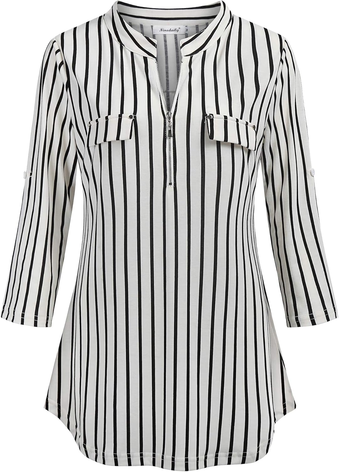 81VQsaSn+PL. AC SL1500 Ninedaily Women's 3/4 Sleeve Plaid Shirts Zip Floral Casual Tunic Blouse Tops Edu Expertise Hub Women & Business