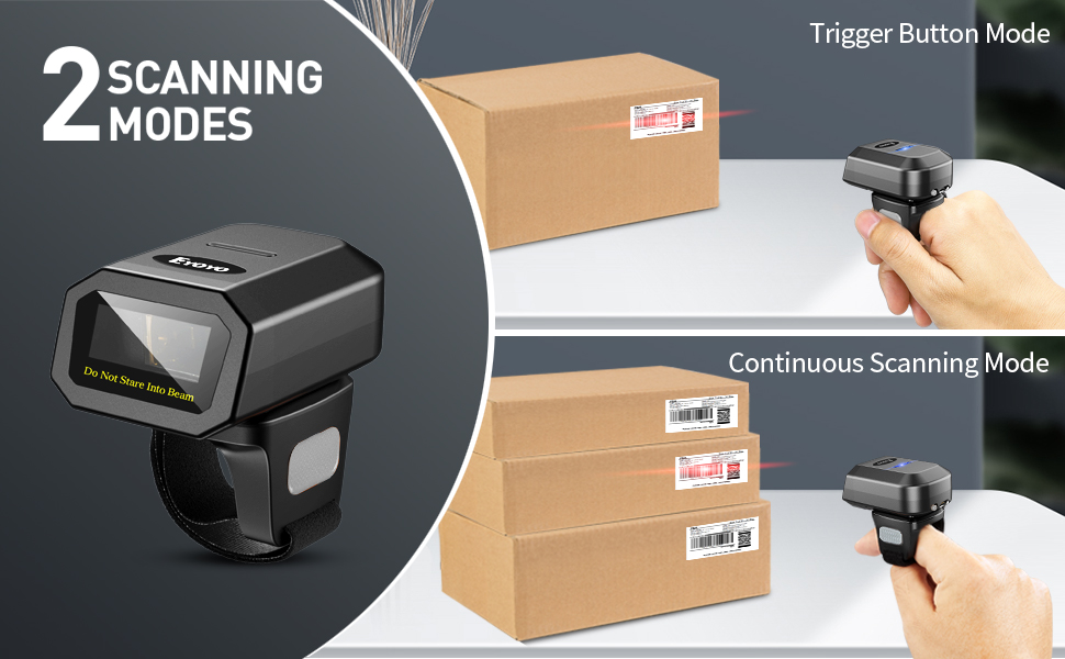 EY-026C Eyoyo Finger Ring Wearable 1D Bluetooth Barcode Scanner Wireless