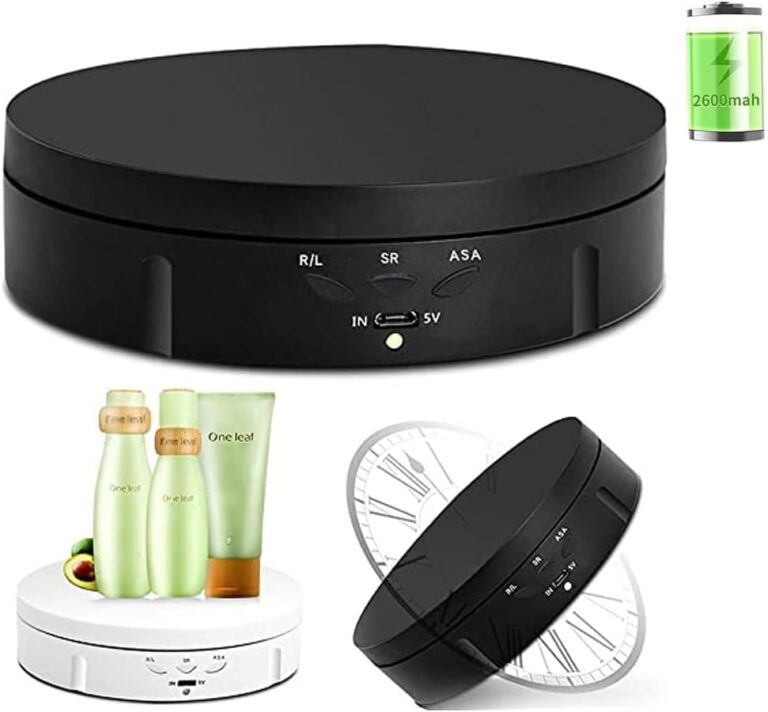1759568946 51mOpWoe3uL. AC SL1000 Qinmay 360 Degree Electric Rotating Turntable,Battery/USB Power Supply for Photography Product Shows (Black 5.74 inches /22LB Load) Edu Expertise Hub Digital Audio Video & Photography