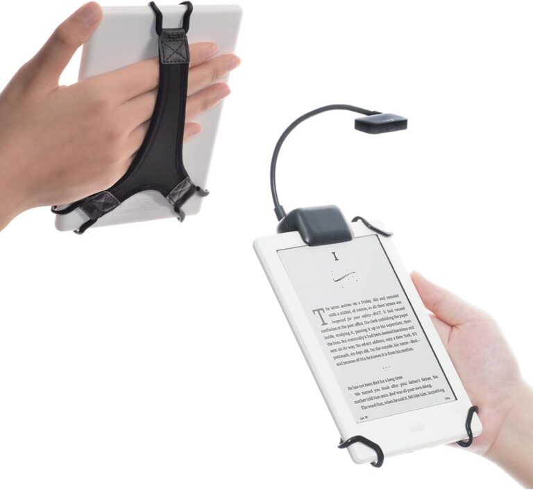 1759713238 616EBVHjtwL. AC SL1500 TFY Clip-on LED Reading Light with 2 Levels of Lumen Intensity for Kindle, Other e-Readers, Tablets, Books Plus Bonus Hand Strap Holder for 6 inch Kindle e-Readers (Black) Edu Expertise Hub Tablets & E-Readers