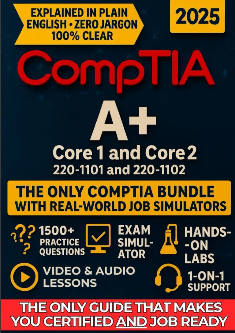 1760687434 71JcTQs3WCL. SL1413 CompTIA A+ Core 1 (220-1101) and Core 2 (220-1102) EXAM PREP: The Most Complete and Powerful Guide [WEEKLY DRILLS & EXAM SIMULATOR + VIDEO & AUDIO ... TESTS + CAREER & RESUME TEMPLATES & GUIDE] Edu Expertise Hub IT Certification