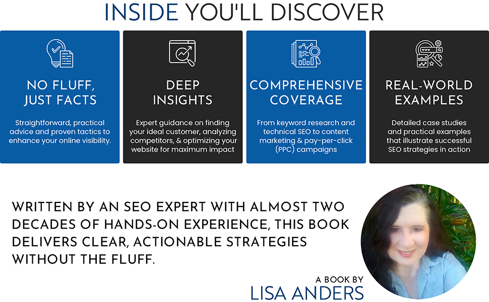 4 boxes with insights on the book, author profile