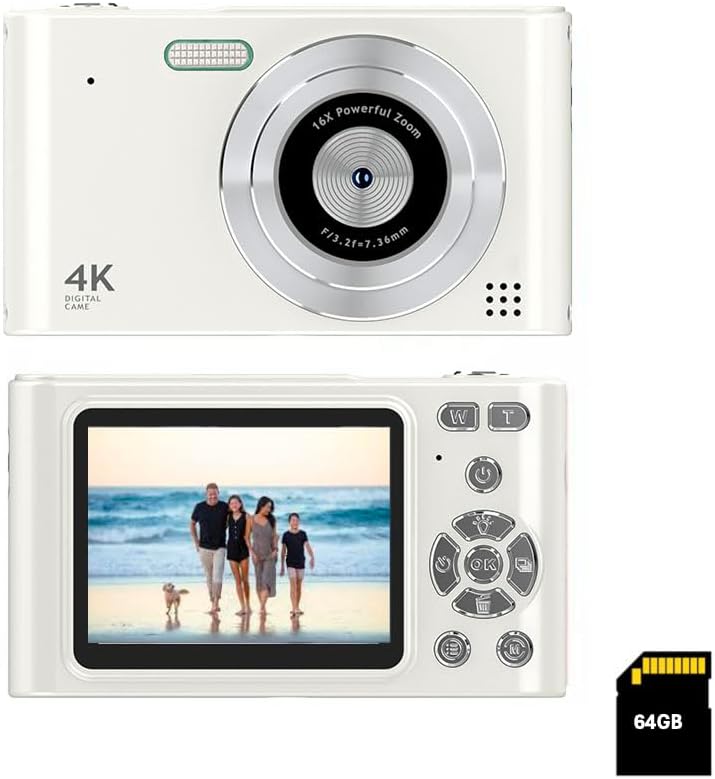 Digital Pocket Camera with 16X Zoom, 64GB Memory, FHD 1080P, Anti Shake – Compact Small Camera Gift for Boys Girls Kids (White) 513VRa5tsL. AC SL1196 Digital Pocket Camera with 16X Zoom, 64GB Memory, FHD 1080P, Anti Shake - Compact Small Camera Gift for Boys Girls Kids (White) Edu Expertise Hub Digital Audio Video & Photography