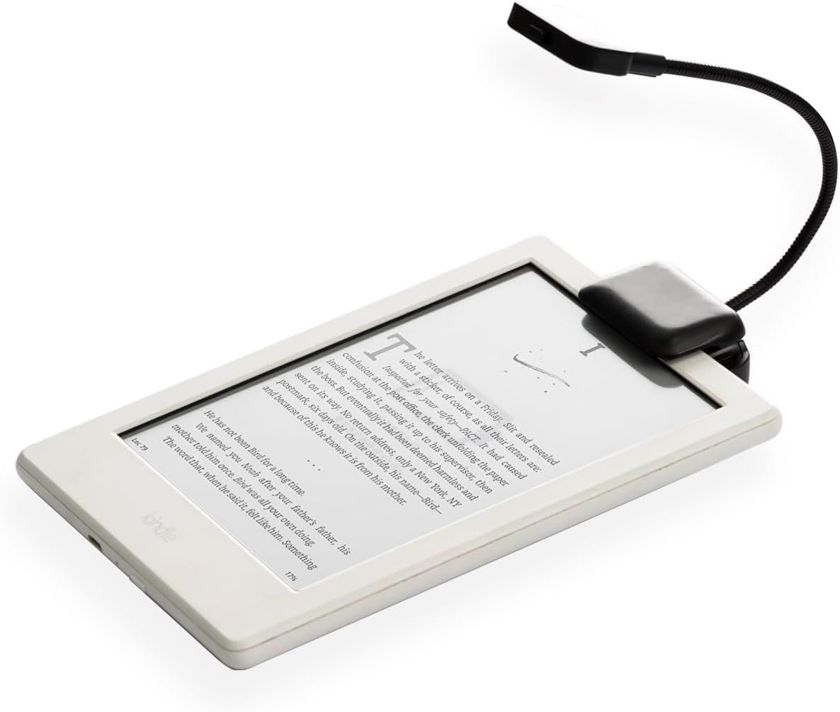 51QBr3M30KL. AC SL1500 TFY Clip-on LED Reading Light with 2 Levels of Lumen Intensity for Kindle, Other e-Readers, Tablets, Books Plus Bonus Hand Strap Holder for 6 inch Kindle e-Readers (Black) Edu Expertise Hub Tablets & E-Readers