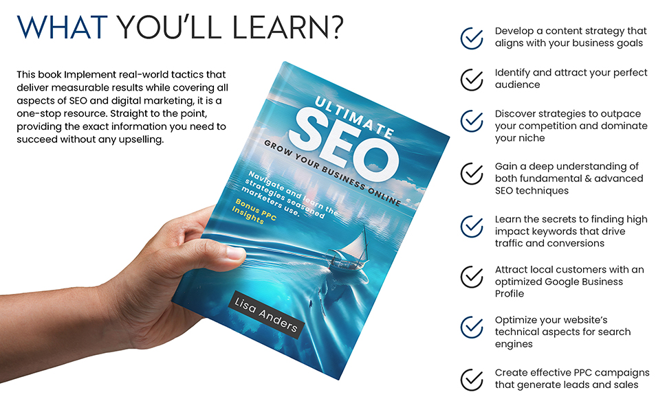 information on what you'll learn, person holding book
