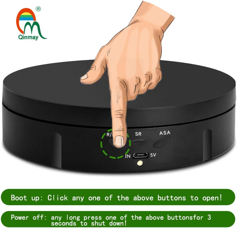 61ZXV8WtBYL. AC SL1000 Qinmay 360 Degree Electric Rotating Turntable,Battery/USB Power Supply for Photography Product Shows (Black 5.74 inches /22LB Load) Edu Expertise Hub Digital Audio Video & Photography