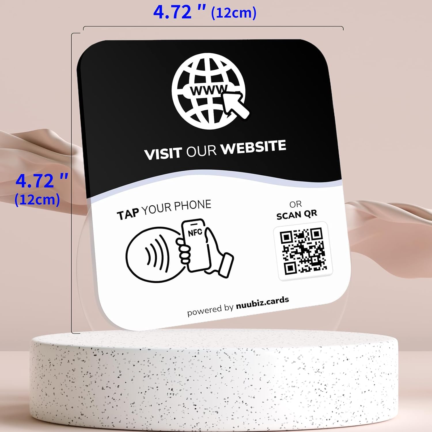 NFC Social Media Sign Plate - QR Code Sign for Social Media, Facebook, TikTok, Website - Reusable Taps - Get More Followers & Reviews - Adhesive & Stand (Website Plate, 1) Edu Expertise Hub Social Media for Business