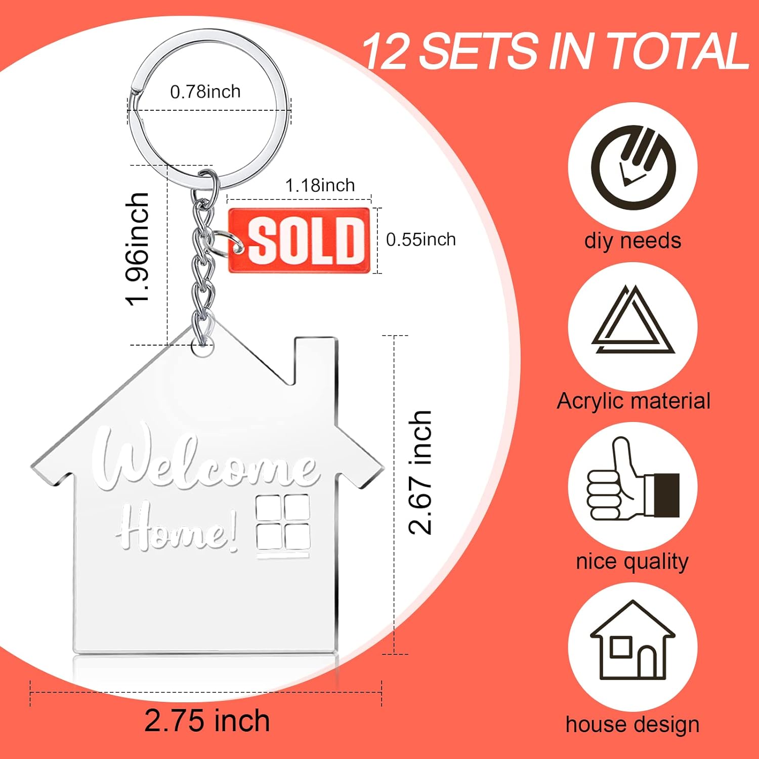Inbagi 12 Sets House Acrylic Keychain Real Estate Agent Keychain Clear Blank DIY New Home Welcome Home Housewarming Gift for Real Estate Agent Supplies, Gifts Edu Expertise Hub Real Estate