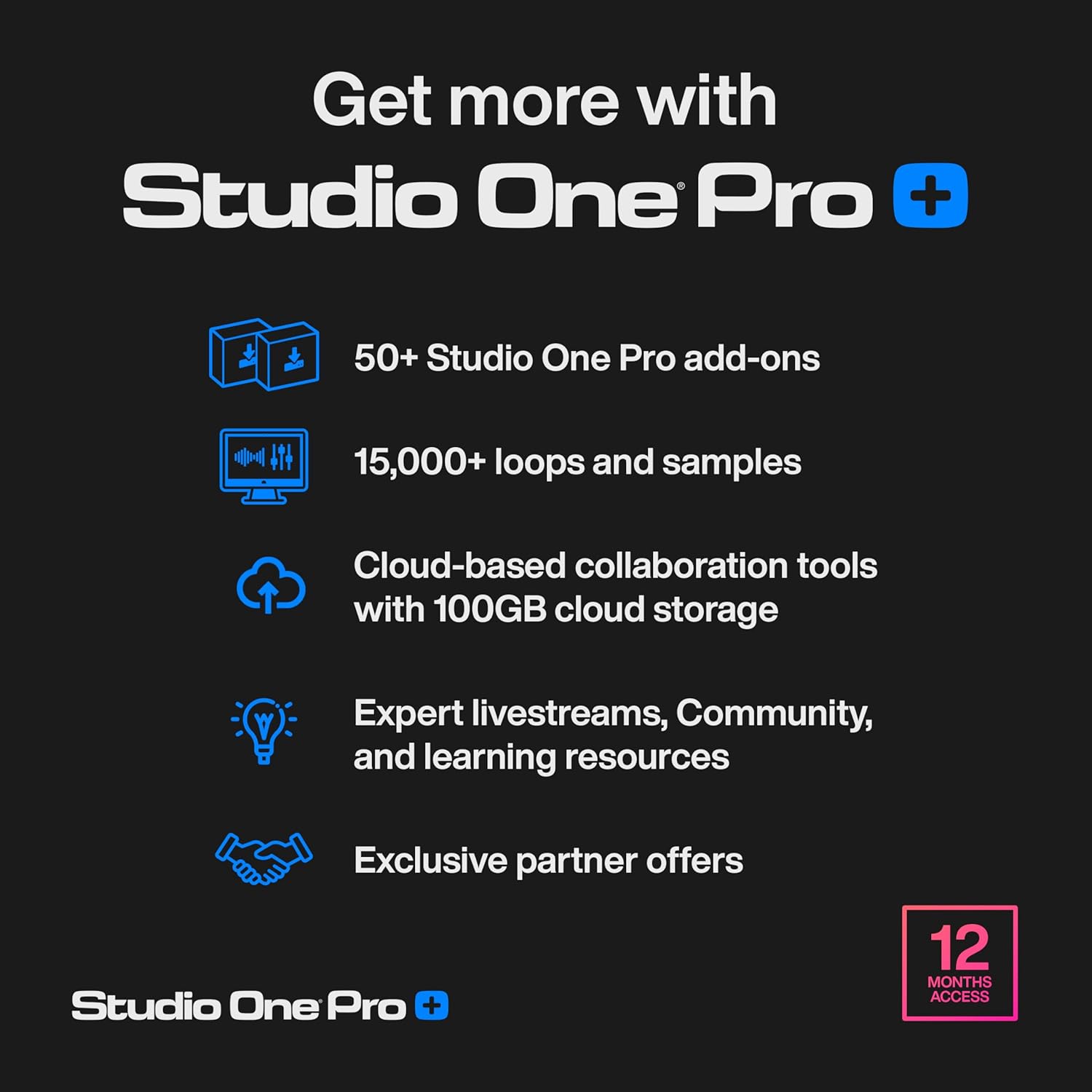71frcs0c4ZL. AC SL1500 Studio One Pro 7 Perpetual License & 12 Months Studio One Pro+ Access Key — Music Production Recording DAW Software with Extra Access to 100GB Cloud Storage, Plug-Ins, Mix Effects, Loops & Samples Edu Expertise Hub Software