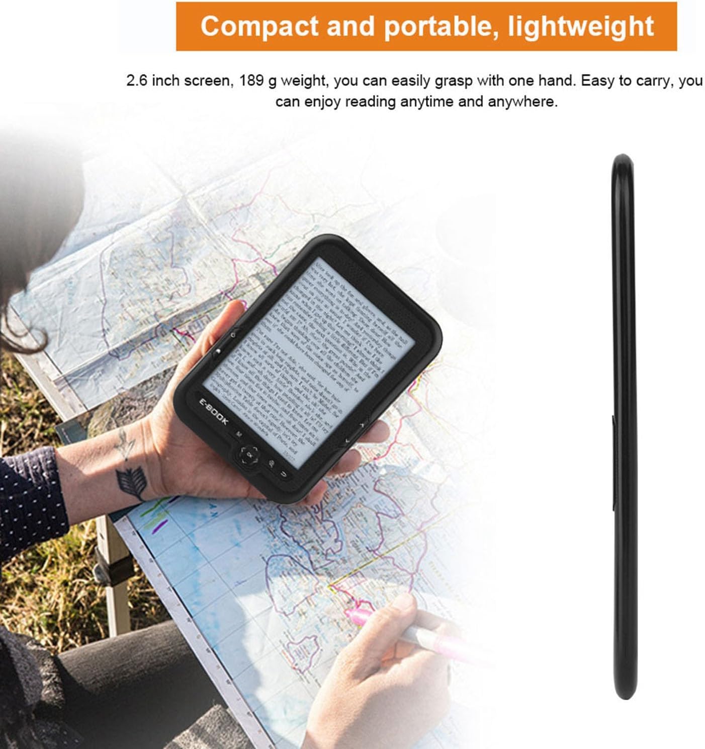 71zbkmV3A5L. AC SL1500 6'' Portable E-Paper with 800x600 Resolution+Audio Player, E-Reader E-Book Reader with Electronic Ink Screen Available in 29 Languages with A Pair of Headphone and Leather Case, 16/8/4GB(Black 8G) Edu Expertise Hub Tablets & E-Readers