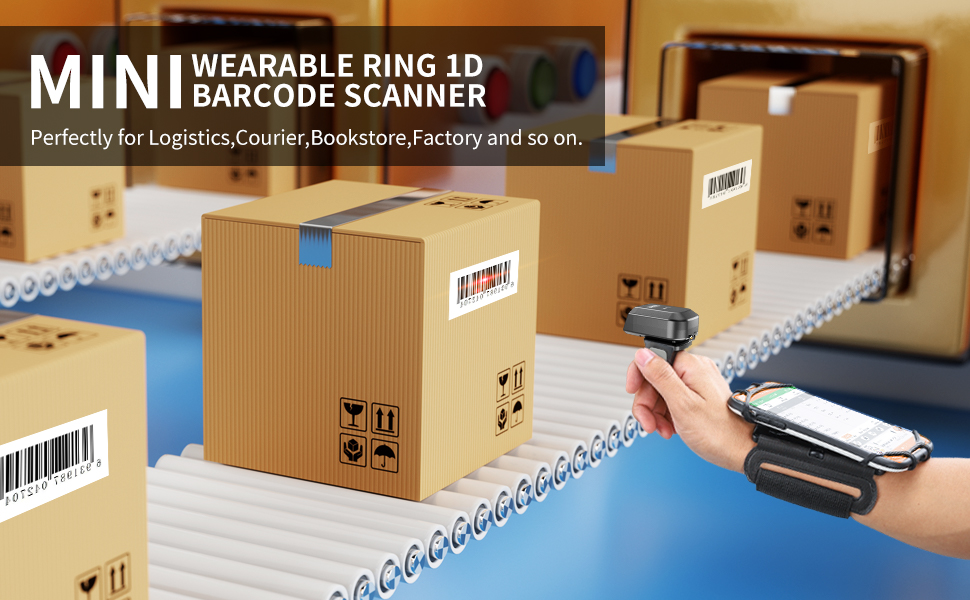 EY-026C Eyoyo Finger Ring Wearable 1D Bluetooth Barcode Scanner Wireless