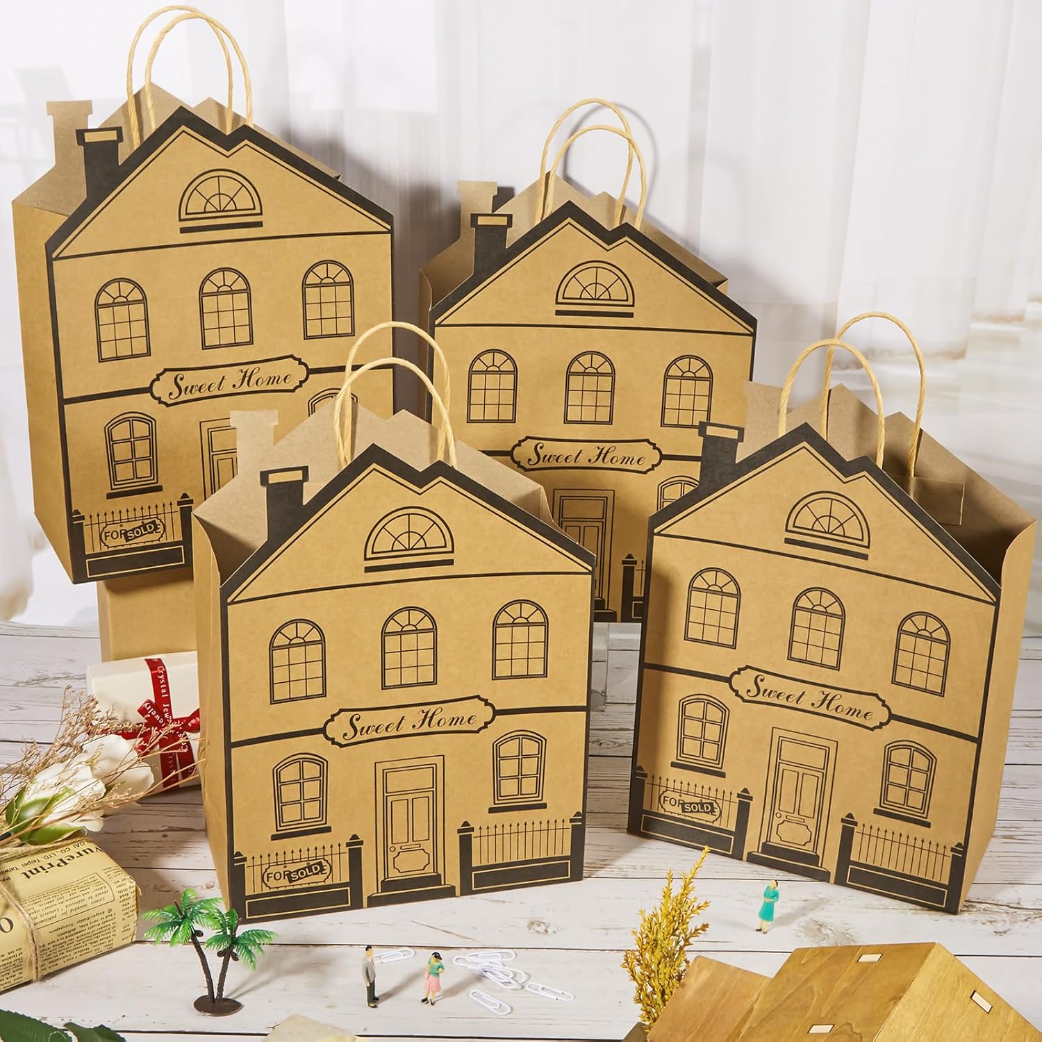 812TuYNJE7L. AC SL1500 Geosar 12 Pieces House Shaped Gift Bags with Handles Real Estate Agent Gifts House Shaped Paper Treat Bags Kraft Real Estate Party Gift Wrap for Shopping Business Edu Expertise Hub Real Estate