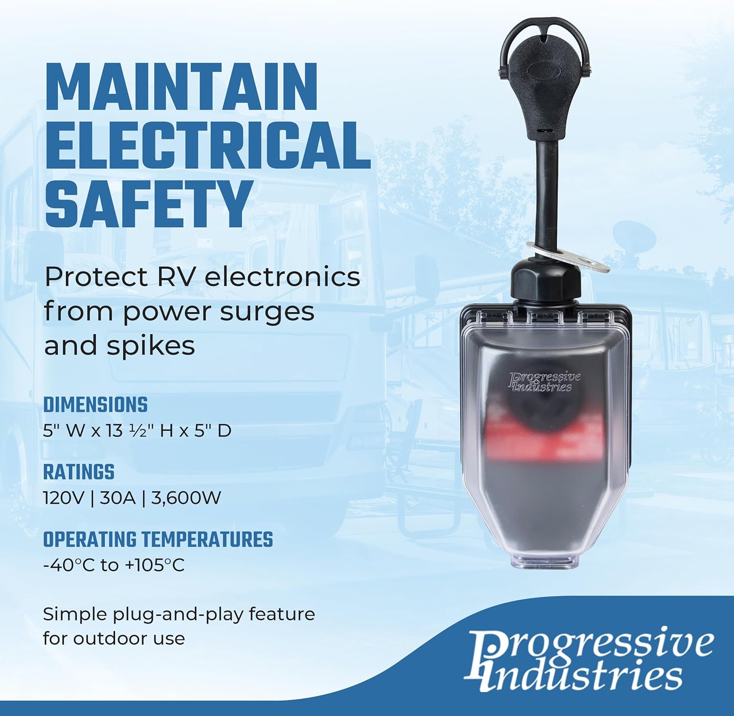 814P7A4AVJL. AC SL1500 Progressive Industries 30 Amp Portable RV Smart Surge Protector With Cover (1 MIN), SSP-30XL Edu Expertise Hub Industries