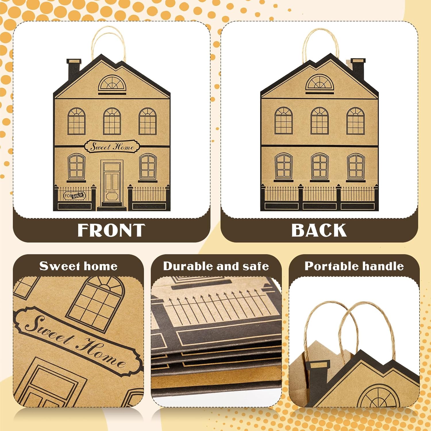 81IVQEHck1L. AC SL1500 Geosar 12 Pieces House Shaped Gift Bags with Handles Real Estate Agent Gifts House Shaped Paper Treat Bags Kraft Real Estate Party Gift Wrap for Shopping Business Edu Expertise Hub Real Estate
