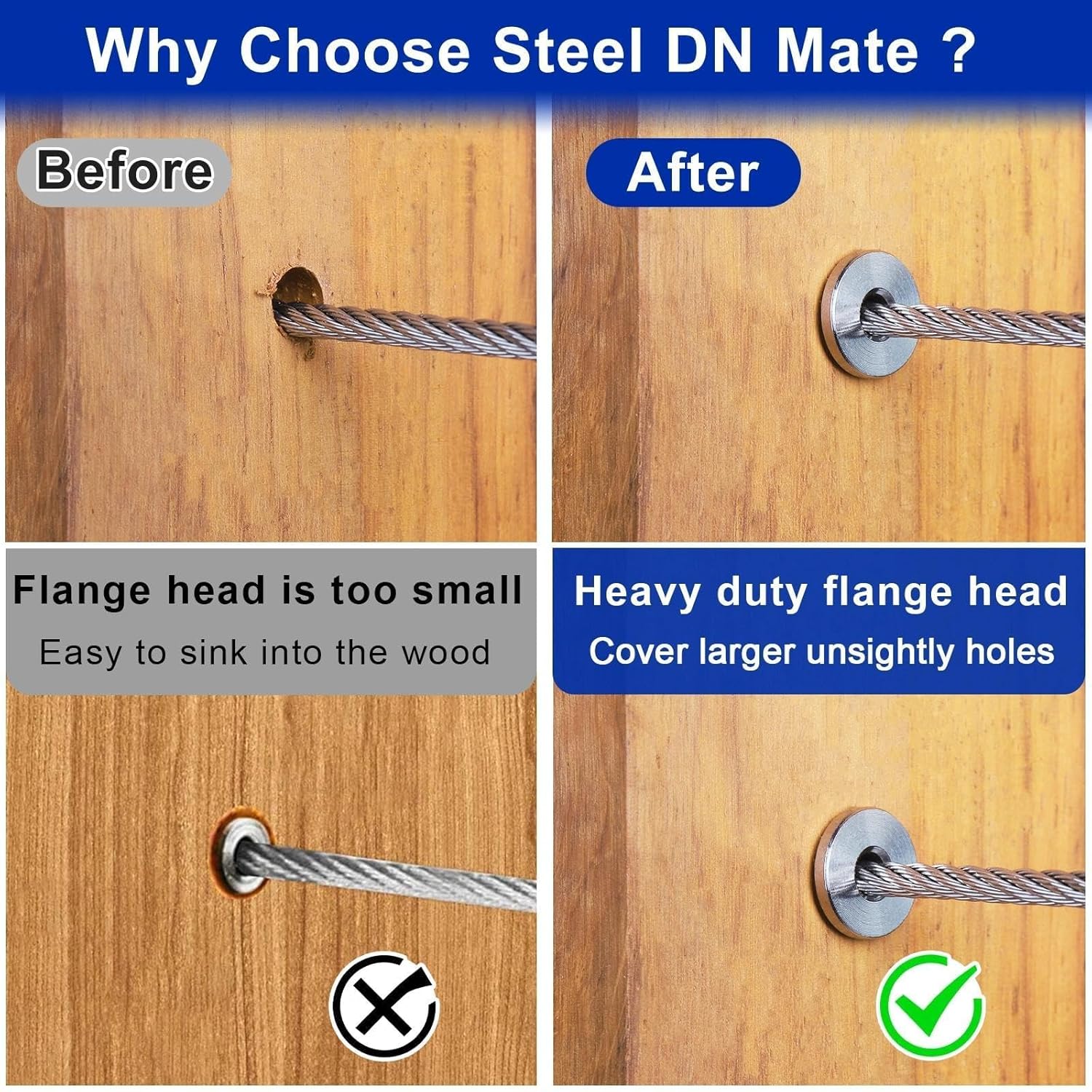 81JtnRTzfUL. SL1500 Steel DN Mate 110 Pack T316 Stainless Steel Protector Sleeves for 1/8" Cable Railing, Cable Protector Sleeves for Cable Railing System, Deck Railing Hardware with a Drill Bit DE11 Edu Expertise Hub Hardware & DIY