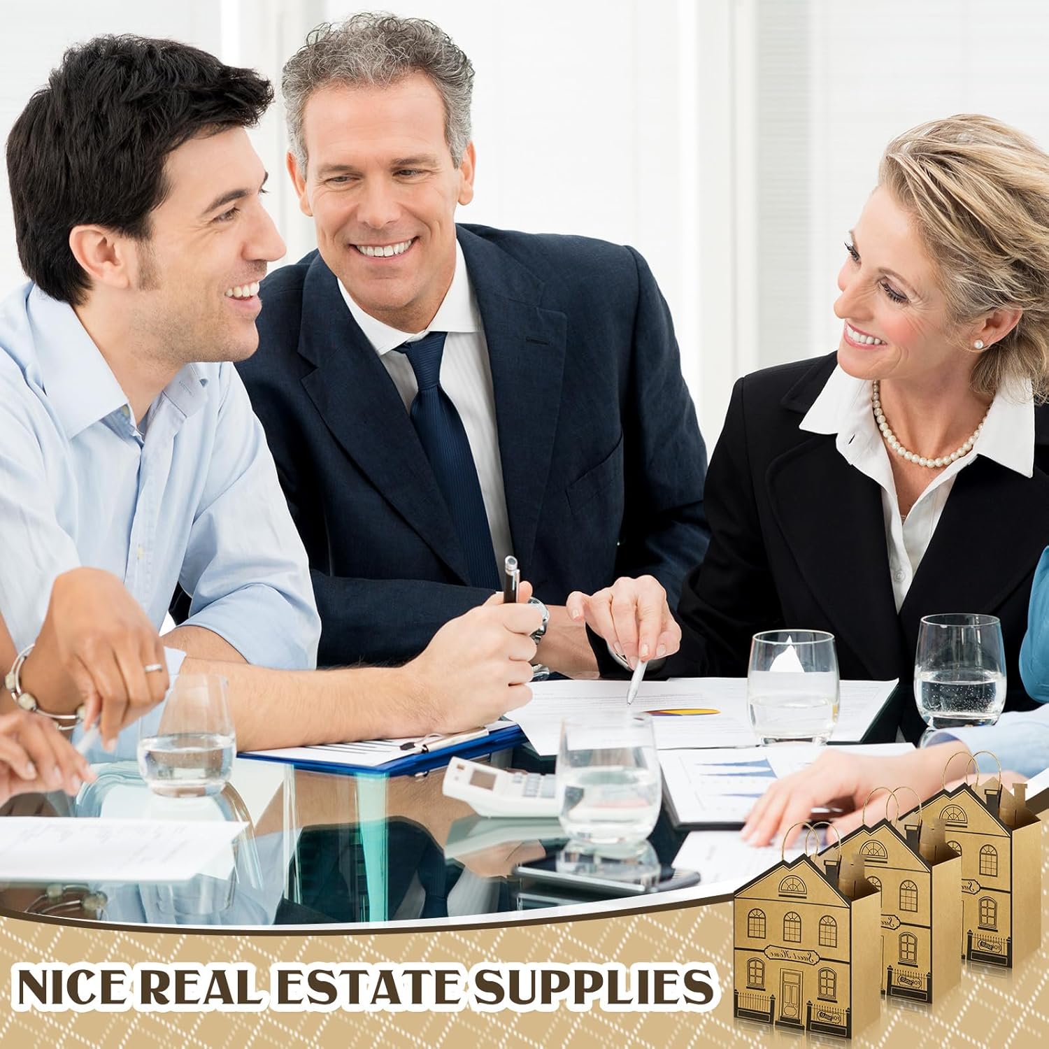 81KRnd7bOaL. AC SL1500 Geosar 12 Pieces House Shaped Gift Bags with Handles Real Estate Agent Gifts House Shaped Paper Treat Bags Kraft Real Estate Party Gift Wrap for Shopping Business Edu Expertise Hub Real Estate