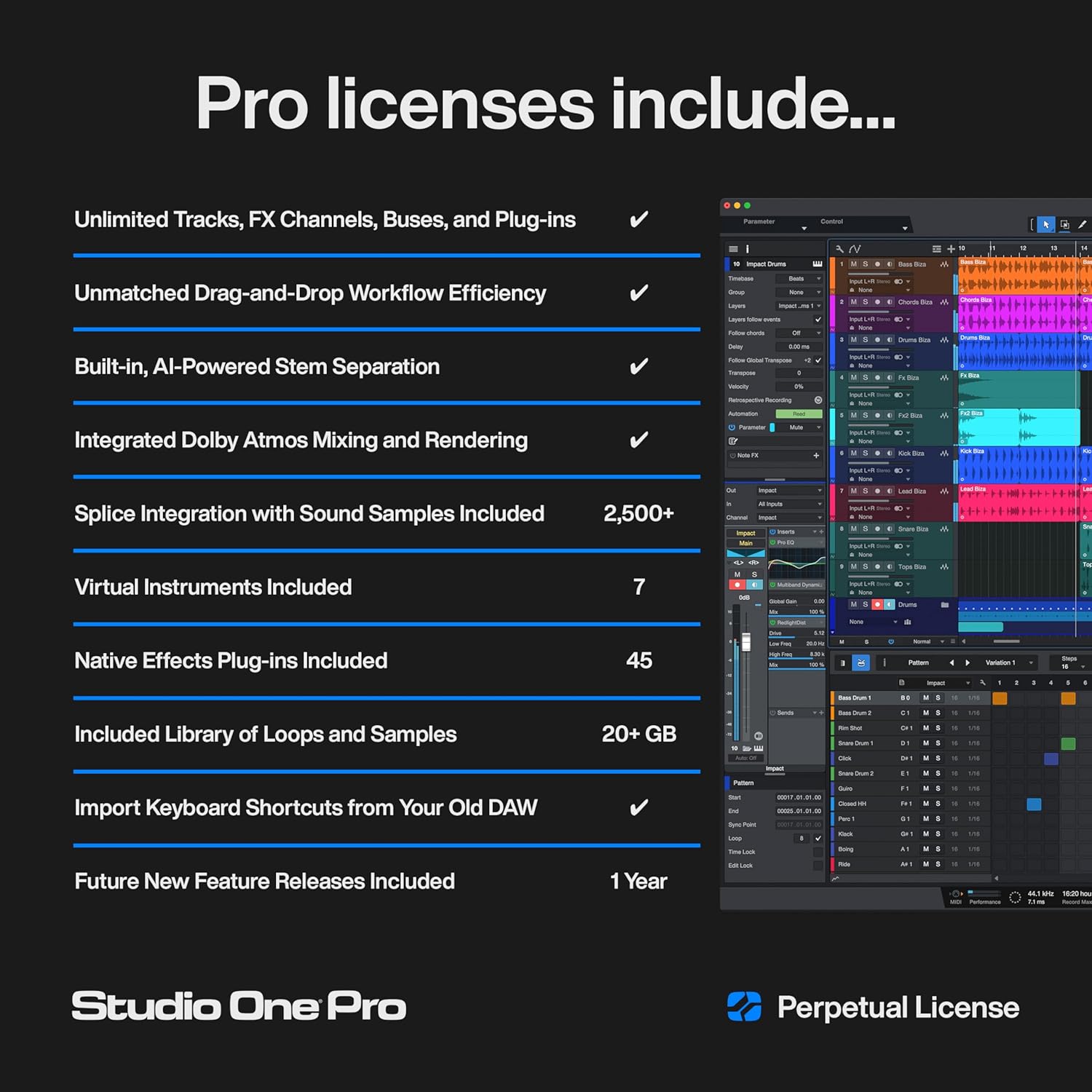 81UgJ5MrKSL. AC SL1500 Studio One Pro 7 Perpetual License & 12 Months Studio One Pro+ Access Key — Music Production Recording DAW Software with Extra Access to 100GB Cloud Storage, Plug-Ins, Mix Effects, Loops & Samples Edu Expertise Hub Software