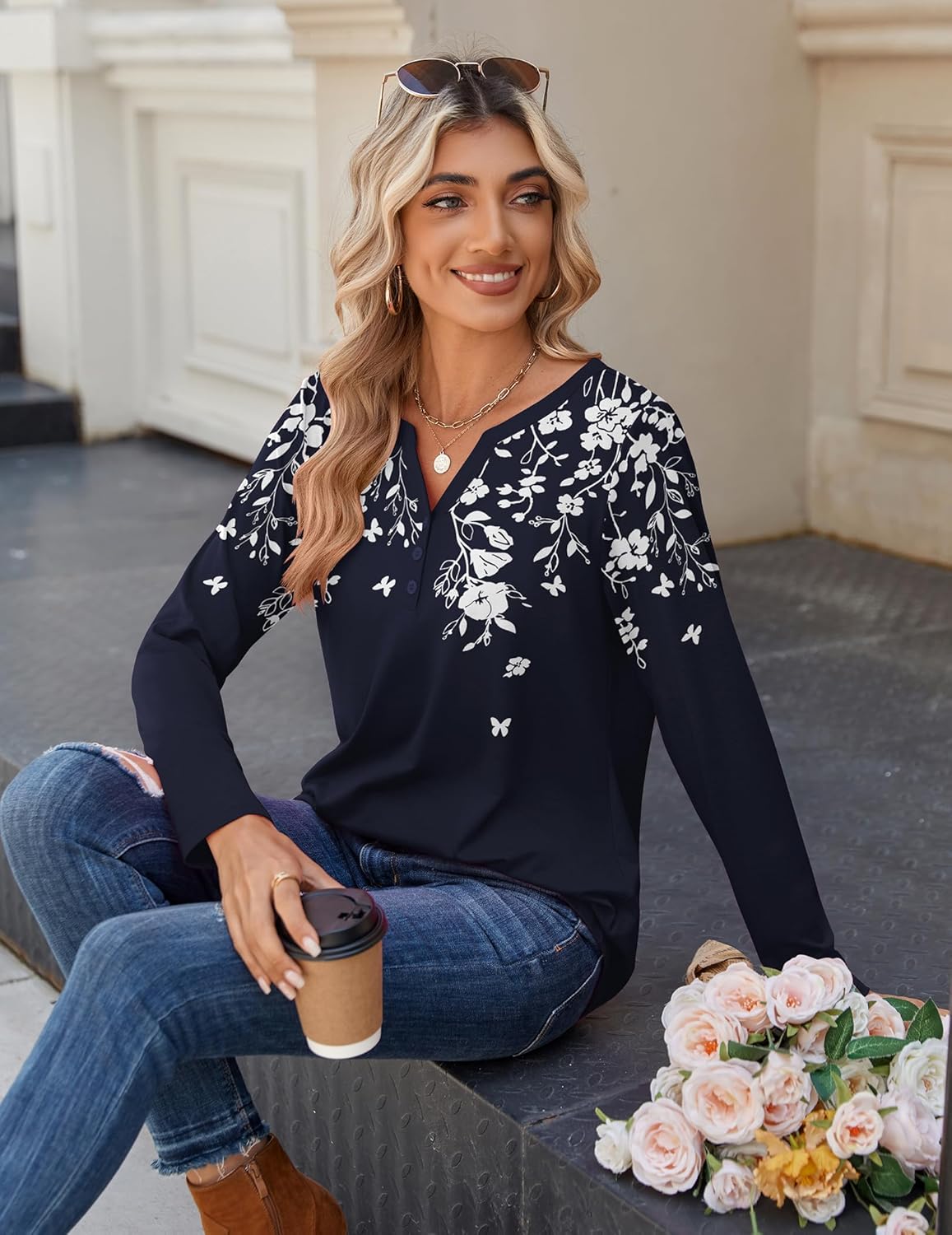 81fdFd5kKgL. AC SL1500 Zeagoo Long Sleeve Shirts for Women Casual V Neck Fall Tops Dressy Summer Work Blouses Clothes Edu Expertise Hub Women & Business