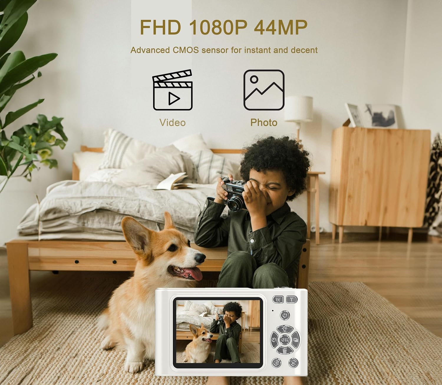 81wYJ5w549L. AC SL1500 Digital Pocket Camera with 16X Zoom, 64GB Memory, FHD 1080P, Anti Shake - Compact Small Camera Gift for Boys Girls Kids (White) Edu Expertise Hub Digital Audio Video & Photography