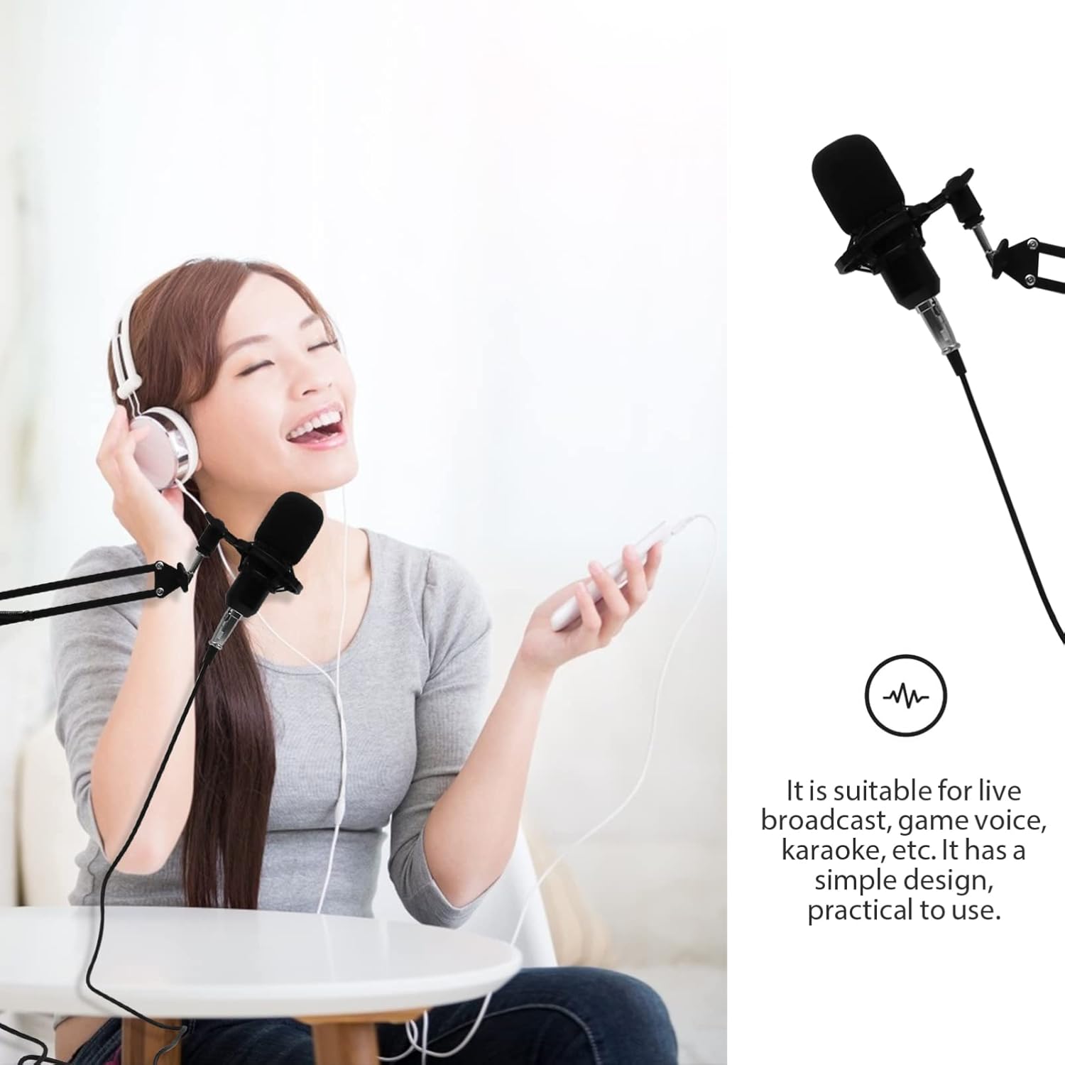 61gG8oqicGL. AC SL1500 11pcs Microphone Sound Card Condenser Mic Live Sound Cards Karaoke Webcast Recording Noise Reduction Adjustable Bracket Easy to Use Edu Expertise Hub Podcasts & Webcasts