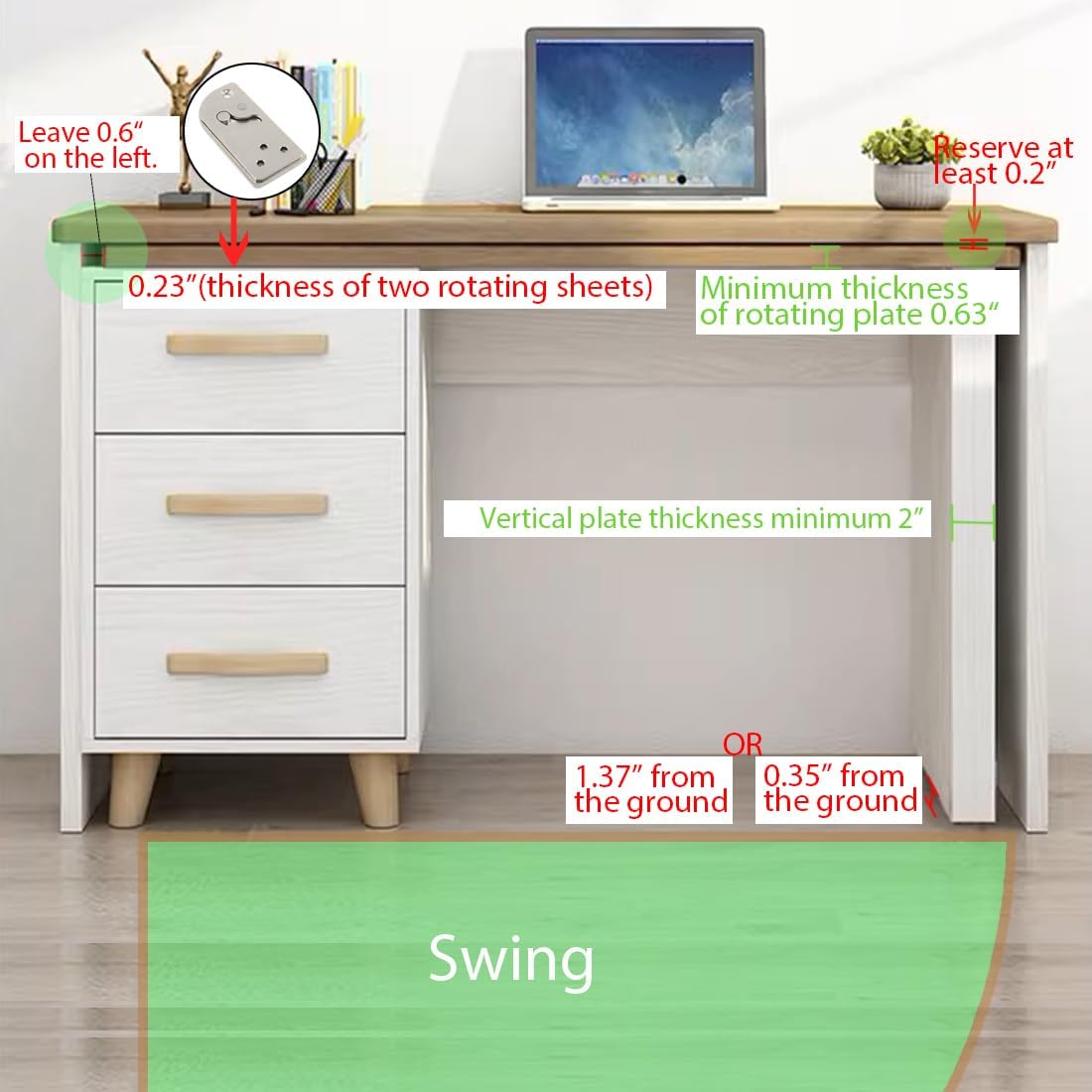 HOWHY 90° Rotating Table Hinges, Hardware for DIY Assembly of L-Shaped Cabinets and Tables ，Table Extension, Multifunctional Folding Table Connect Hinges (Opens Left), blakc Edu Expertise Hub Hardware & DIY
