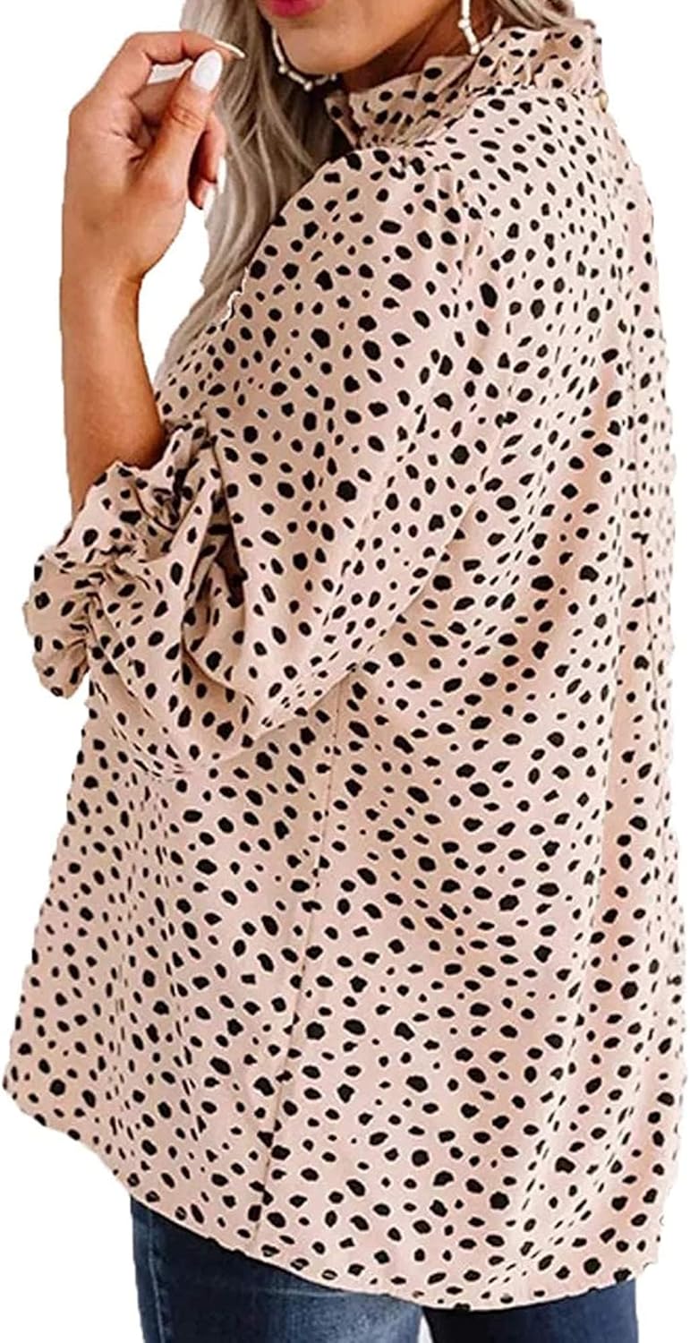 717 Sv7cyNL. AC SL1500 Avanova Women Polka Dot Long Sleeve Blouse Shirts Work Mock Neck Ruffle Top Edu Expertise Hub Women & Business