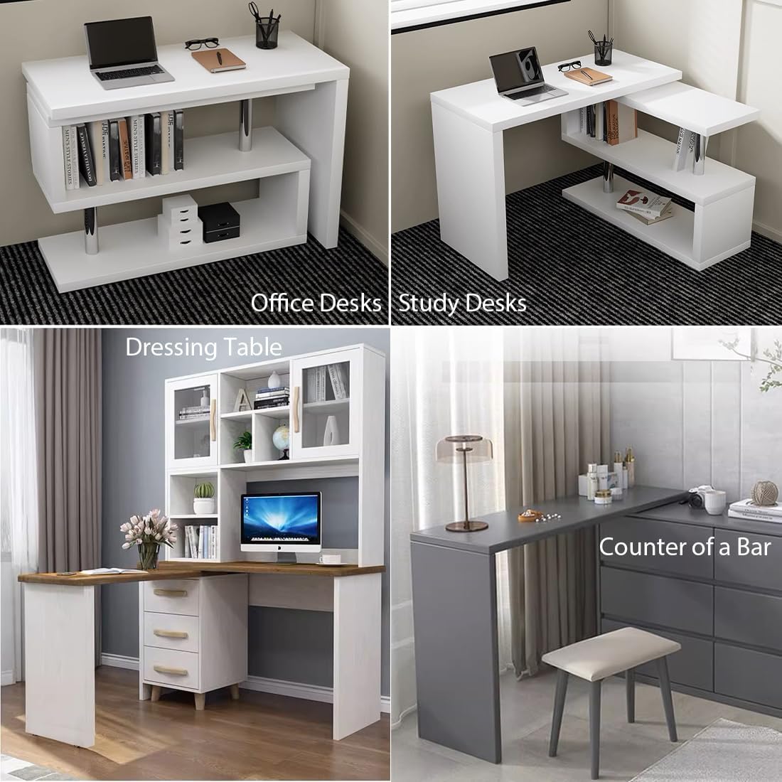 HOWHY 90° Rotating Table Hinges, Hardware for DIY Assembly of L-Shaped Cabinets and Tables ，Table Extension, Multifunctional Folding Table Connect Hinges (Opens Left), blakc Edu Expertise Hub Hardware & DIY