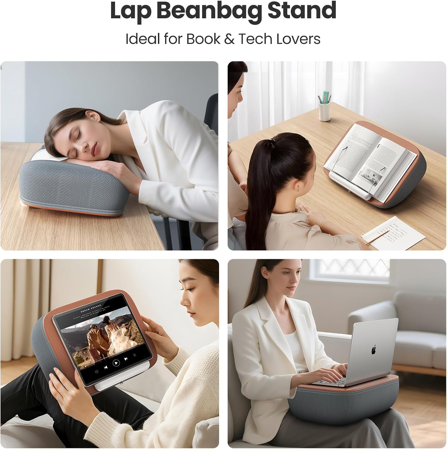 71BV1MjbNLL. AC SL1500 Tounee Book Holder Stand - Ultra Soft Lap Beanbag Pillow for Books, Tablets, iPads & Kindle - Hands-Free Reading & Viewing in Bed/Couch - Reduces Neck Strain - Perfect for Book & E-Readers Lovers Edu Expertise Hub Tablets & E-Readers
