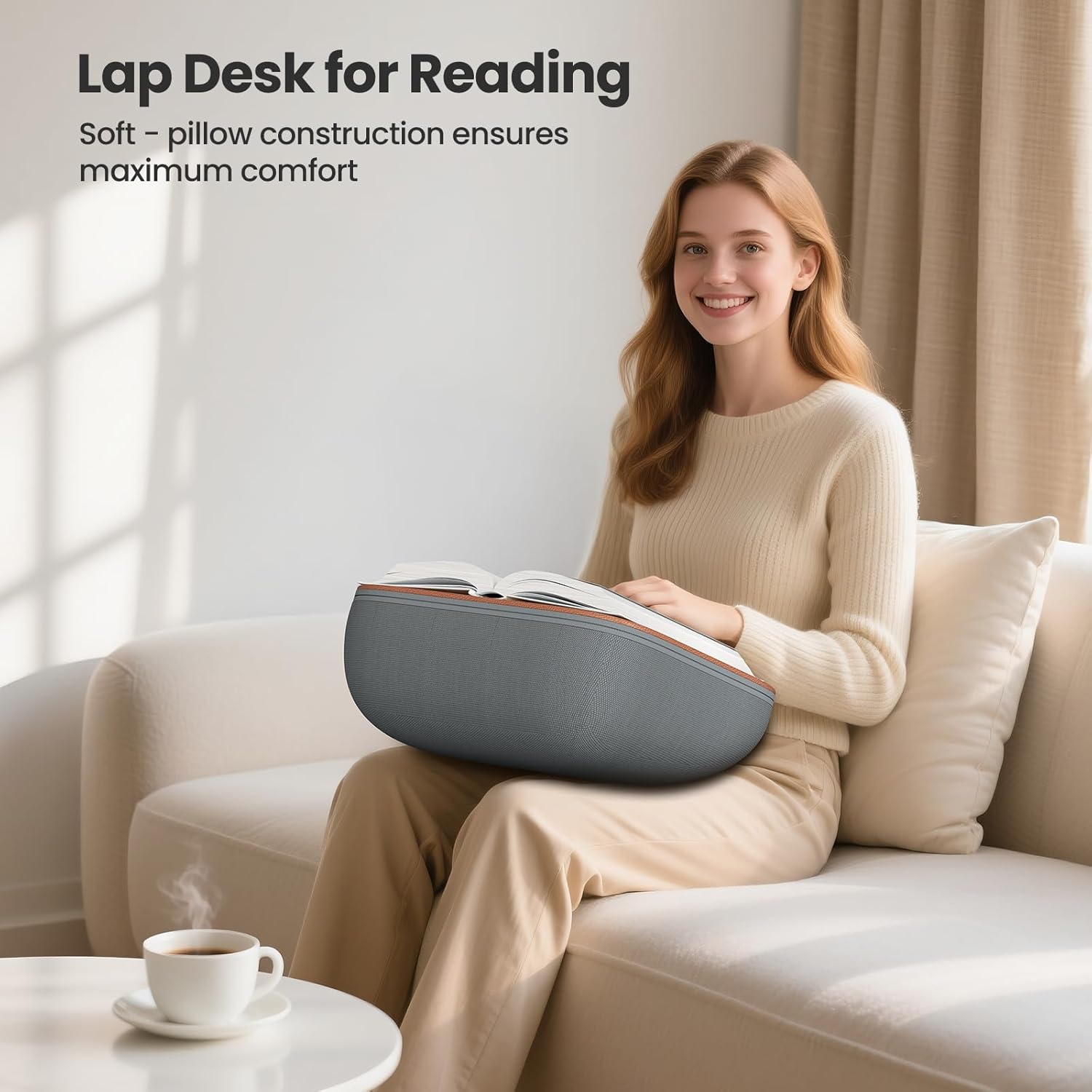 71EjiFga7kL. AC SL1500 Tounee Book Holder Stand - Ultra Soft Lap Beanbag Pillow for Books, Tablets, iPads & Kindle - Hands-Free Reading & Viewing in Bed/Couch - Reduces Neck Strain - Perfect for Book & E-Readers Lovers Edu Expertise Hub Tablets & E-Readers