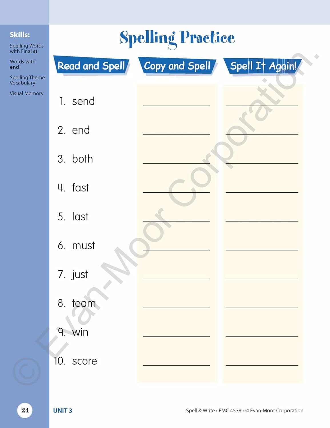 71M7ilkla5L. SL1500 Evan-Moor Skill Sharpeners Spell and Write Workbook, Grade 2, 120 Spelling Words, Test Prep, Word Families, Short Vowels, Grammar, Punctuation, Creative Writing, Vocabulary, Activities, Homeschool Edu Expertise Hub Skills