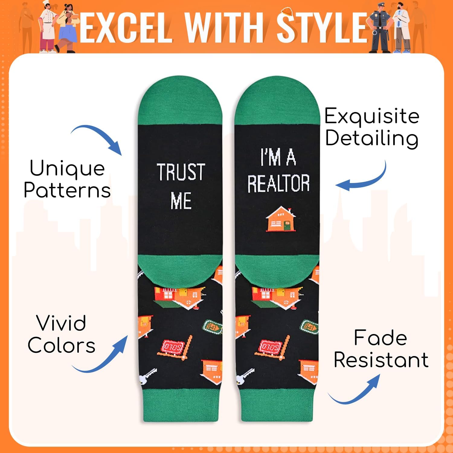 71Uc22f7I9L. AC SL1500 Zmart Funny Gifts for Fireman Pilot - Real Estate Agent Lawyer Librarian Chef Socks Edu Expertise Hub Real Estate